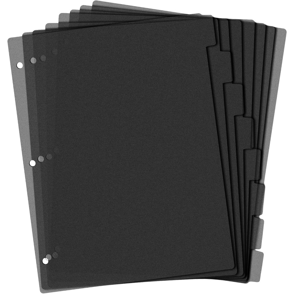 Tab Divider A4 - 8 czarnych plastikowych przekładek do segregatora