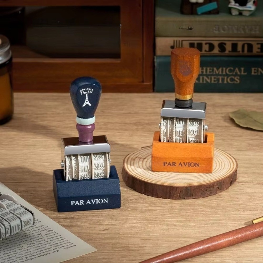 Rubber Date Stamp - Drewniany stempel datownik z regulacją daty,